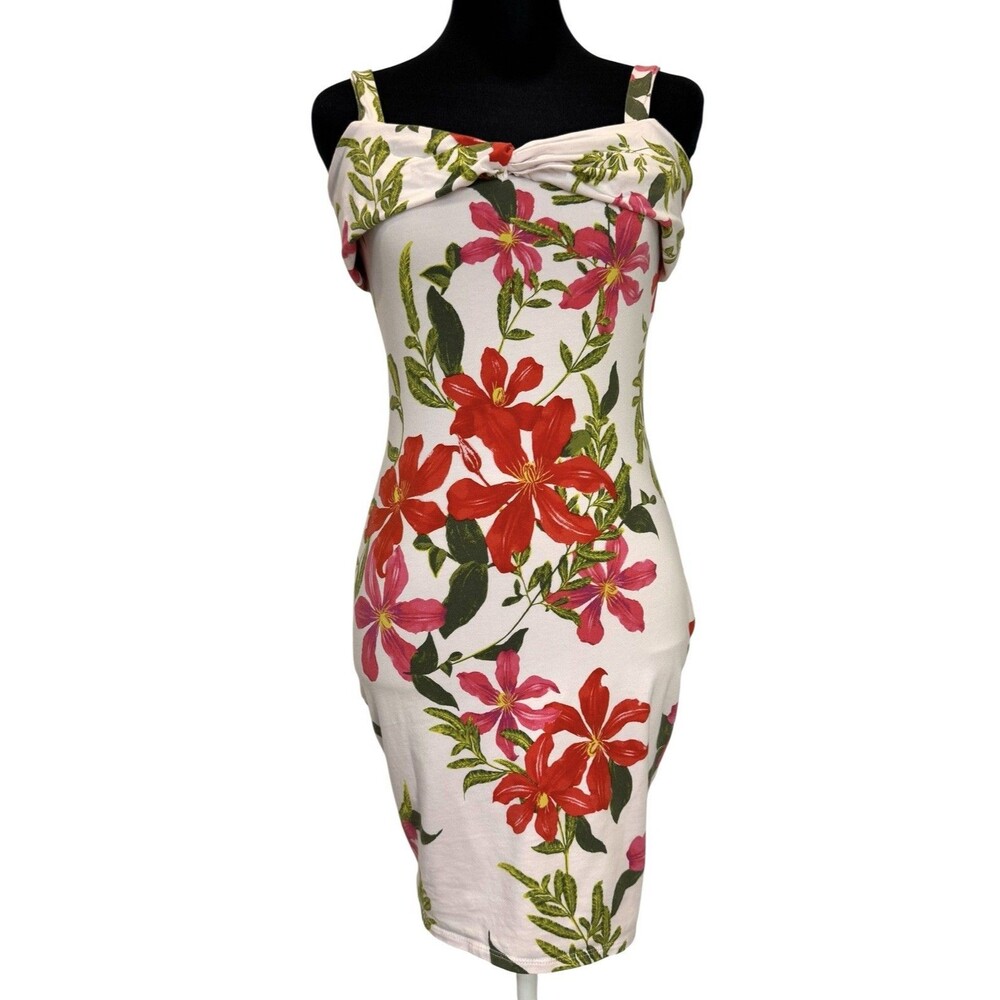 Women’s GUESS Pink Floral Sleeveless Bodycon Cabana Mini Dress Size S Small